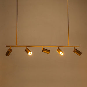 LightFixturesUSA-Modern 5-light Island Linear Track Light-Chandelier-Black+Gold-