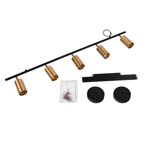 LightFixturesUSA-Modern 5-light Island Linear Track Light-Chandelier-Black+Gold-