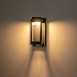 LightFixturesUSA-Modern Black Seeded Glass Rectangular Box LED Wall Light-Wall Sconce-Black-