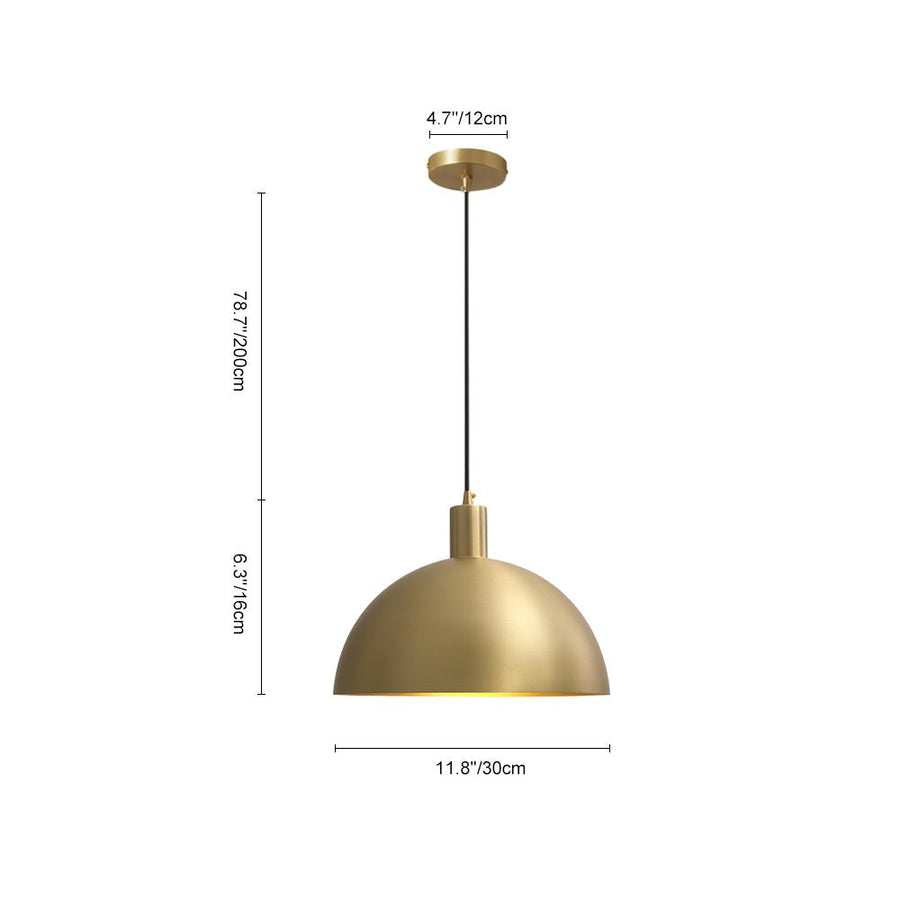 LightFixturesUSA-Modern Brass Single Dome Pendant Light-Pendant Light--