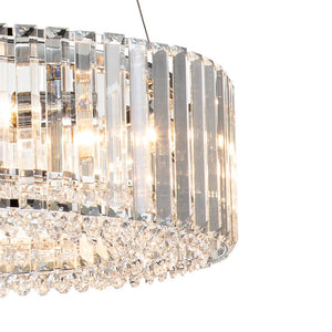 LightFixturesUSA-Modern Chrome Round Drum Crystal Chandelier-Chandelier--