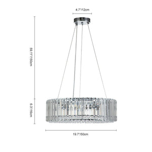 LightFixturesUSA-Modern Chrome Round Drum Crystal Chandelier-Chandelier--