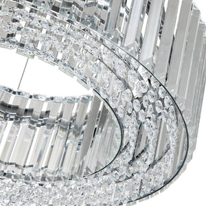 LightFixturesUSA-Modern Chrome Round Drum Crystal Chandelier-Chandelier--