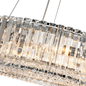 LightFixturesUSA-Modern Chrome Round Drum Crystal Chandelier-Chandelier--