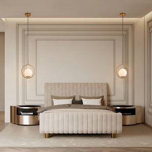 LightFixturesUSA-Modern Gold 1-Ring Frosted Globe Single Pendant Light-Pendant Light-S-