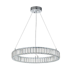 LightFixturesUSA-Modern Luxury Chrome Crystal LED Ring Chandelier-Chandelier-Chrome-