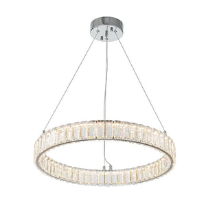 LightFixturesUSA-Modern Luxury Chrome Crystal LED Ring Chandelier-Chandelier-Chrome-