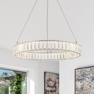 LightFixturesUSA-Modern Luxury Chrome Crystal LED Ring Chandelier-Chandelier-Chrome-