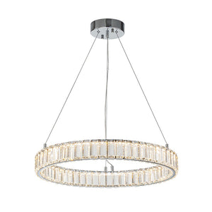 LightFixturesUSA-Modern Luxury Chrome Crystal LED Ring Chandelier-Chandelier-Chrome-