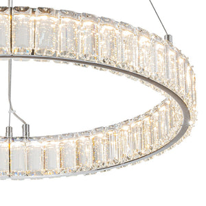 LightFixturesUSA-Modern Luxury Chrome Crystal LED Ring Chandelier-Chandelier-Chrome-