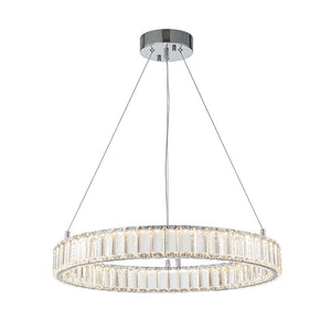 LightFixturesUSA-Modern Luxury Chrome Crystal LED Ring Chandelier-Chandelier-Chrome-