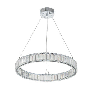 LightFixturesUSA-Modern Luxury Chrome Crystal LED Ring Chandelier-Chandelier-Chrome-