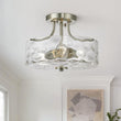 Load image into Gallery viewer, LightFixturesUSA-Nickel Hammered Glass Semi Flush-Ceiling Light--