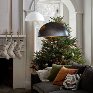 LightFixturesUSA-Oversized Metal Dome Pendant Light-Chandelier-Black-Medium