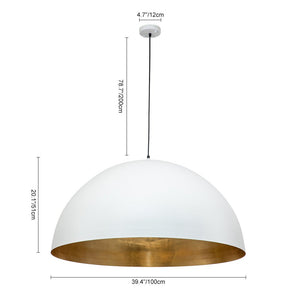 LightFixturesUSA-Oversized Metal Dome Pendant Light-Chandelier-White-15 in.