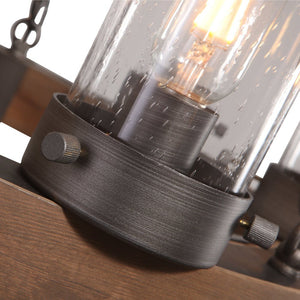 LightFixturesUSA-Rustic 6-Light Wagon Wheel Chandelier-Chandelier--