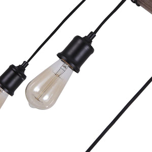 LightFixturesUSA-Rustic Wooden Wide Linear Chandelier-Chandelier--