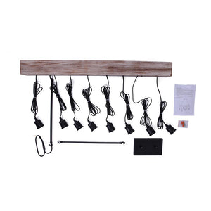 LightFixturesUSA-Rustic Wooden Wide Linear Chandelier-Chandelier--