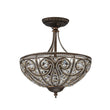 Load image into Gallery viewer, LightFixturesUSA-Victorian Antique Bronze Crystal Semi Flush Light-Ceiling Light-Bronze-