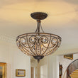 Load image into Gallery viewer, LightFixturesUSA-Victorian Antique Bronze Crystal Semi Flush Light-Ceiling Light-Bronze-