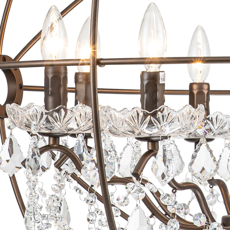 LightFixturesUSA-Vintage 8-Light Crystal Orb Pendant Chandelier-Chandelier-Nickel-
