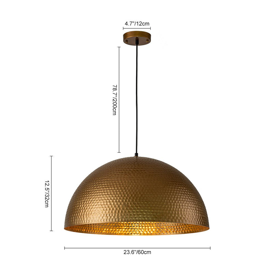 LightFixturesUSA-Vintage Luxe Oversized Hammered Dome Pendant Light-Pendant Light-15 in.-Dark Silver
