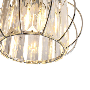 1-Light Dazzled Crystal Round Mini Cage Chrome Semi Flush Mount