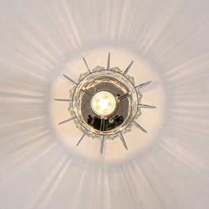 1-Light Dazzled Crystal Round Mini Cage Chrome Semi Flush Mount