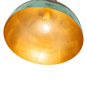 1-Light Industrial Copper Patina Metal Dome Semi Flush Mount