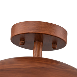 1-Light Industrial Copper Patina Metal Dome Semi Flush Mount