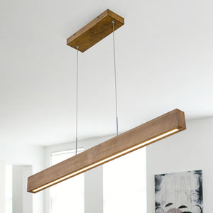 1-Light Modern Minimalist LED Wood Linear Chandelier