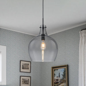 1-Light Smoked Grey Tinted Glass Bell Kitchen Pendant