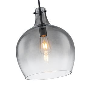 1-Light Smoked Grey Tinted Glass Bell Kitchen Pendant