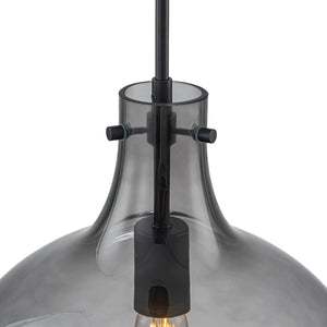 1-Light Smoked Grey Tinted Glass Bell Kitchen Pendant