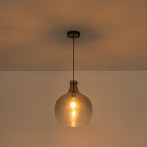 1-Light Smoked Grey Tinted Glass Bell Kitchen Pendant