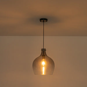 1-Light Smoked Grey Tinted Glass Bell Kitchen Pendant