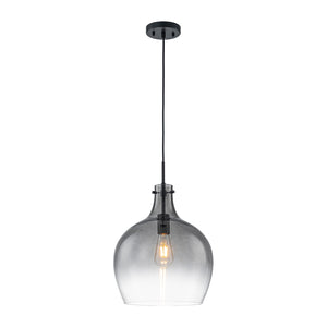 1-Light Smoked Grey Tinted Glass Bell Kitchen Pendant