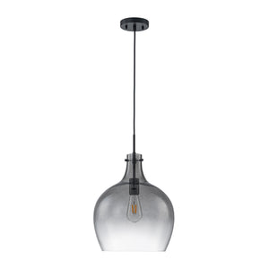 1-Light Smoked Grey Tinted Glass Bell Kitchen Pendant