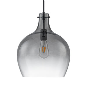 1-Light Smoked Grey Tinted Glass Bell Kitchen Pendant