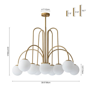 10-Light Frosted Glass Globe Bubble Chandelier