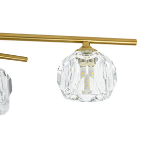 12-Light Brass Faceted Crystal Sputnik Semi Flush Chandelier