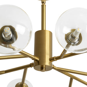 Mid-Century Brass Glass Bubble Branch Sputnik Semi Flush Chandelier