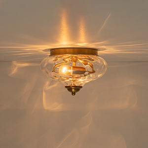 2-light Hammered Glass Flush Mount Ceiling Light