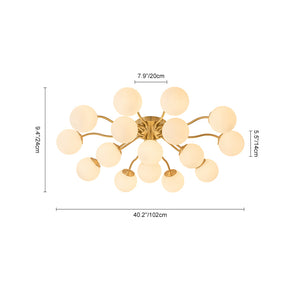 Bloom Brass Frosted Glass Bubble Semi Flush Chandelier
