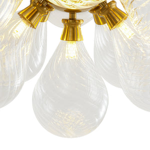 18-Light Cluster Ribbed Glass Globe Bubble Chandelier