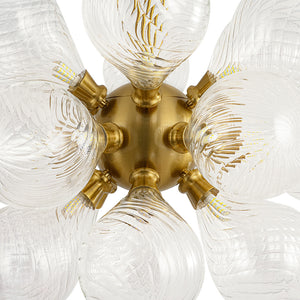 18-Light Cluster Ribbed Glass Globe Bubble Chandelier