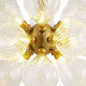18-Light Cluster Ribbed Glass Globe Bubble Chandelier