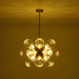18-Light Cluster Ribbed Glass Globe Bubble Chandelier