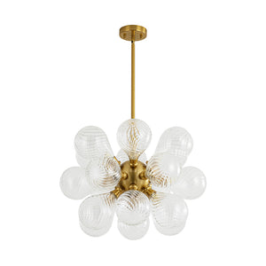 18-Light Cluster Ribbed Glass Globe Bubble Chandelier