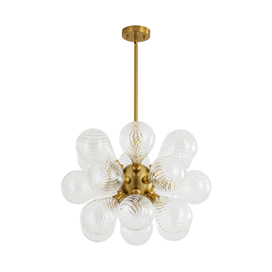 18-Light Cluster Ribbed Glass Globe Bubble Chandelier